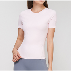 リブOネックディバイダーヨガTシャツ