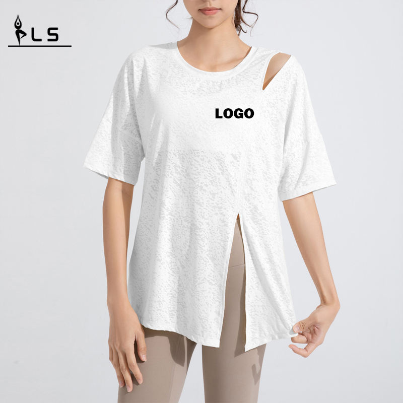 SC10262 Tシャツルースカジュアルフィットネスヨガ半袖トップヨガTシャツフィットネスランニングラウンドネックTシャツ