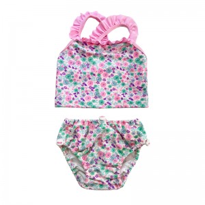 花柄のフリルクロスプリーツ2ピース