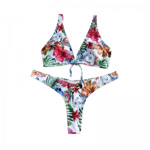 花のエスニックスタイルボウボウワイドストラップツーピース水着