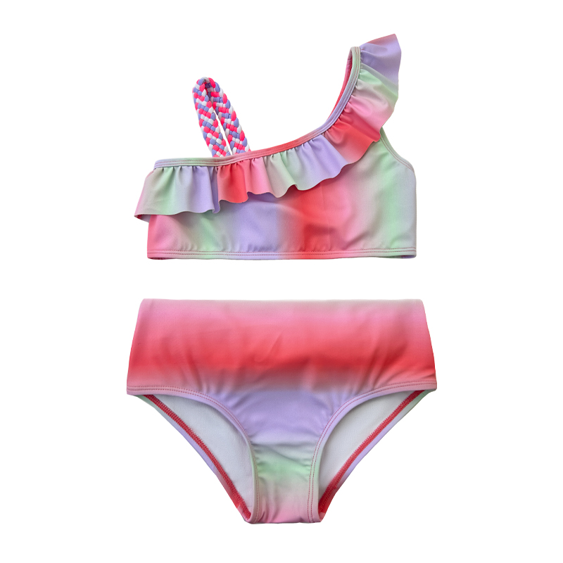 グラディエントカラーベビーガールスイムウェア卸売女の子水着キッズビキニベイビー水着oem